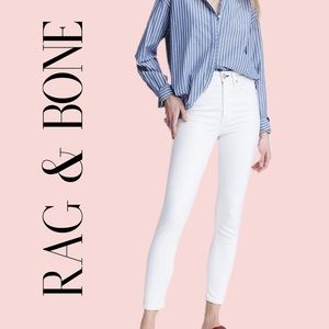 RAG & BONE NINA HIGH RISE ANKLE CIGARETTE OPTIC WHITE DENIM JEAN 25
